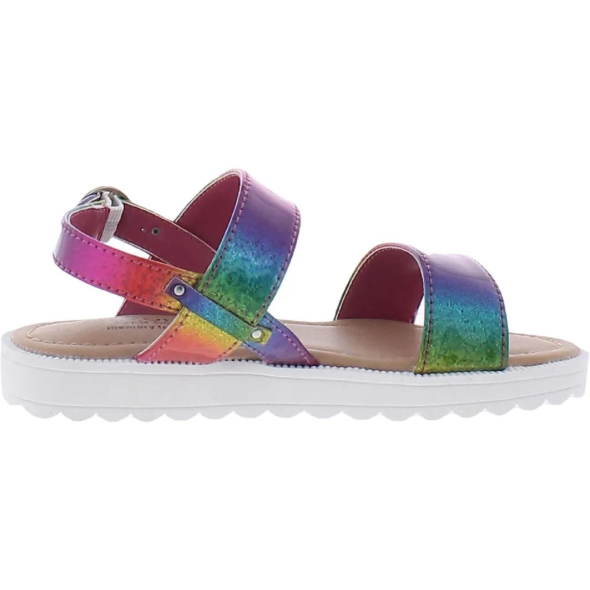 Aquatic Girls Metallic Ankle Strap Flat Sandals