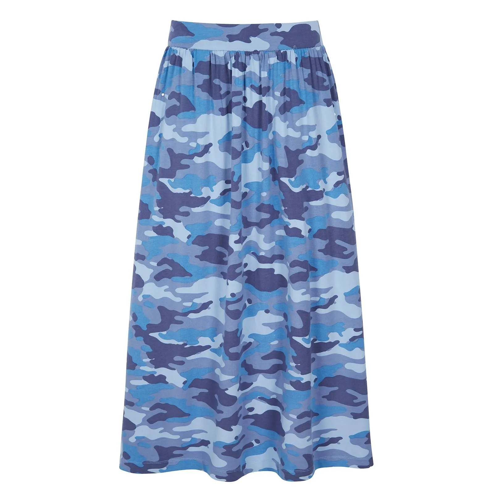 Asquith Side Split Elasticated Waist Cotton Jersey Midi Skirt