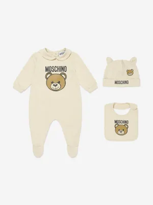 Baby Bear Logo Babygrow Set in Beige
