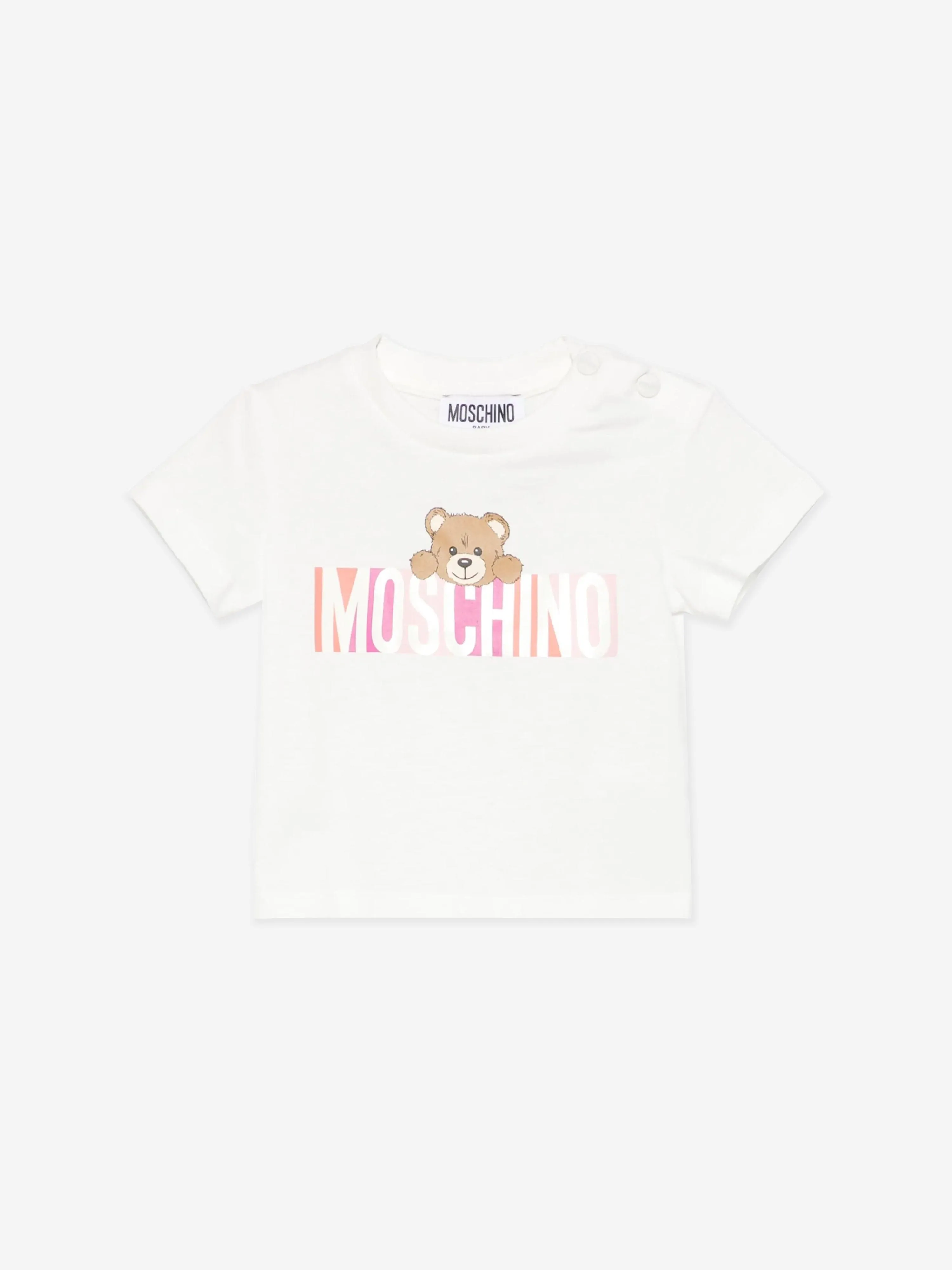 Baby Girls Bear Logo T-Shirt in Ivory