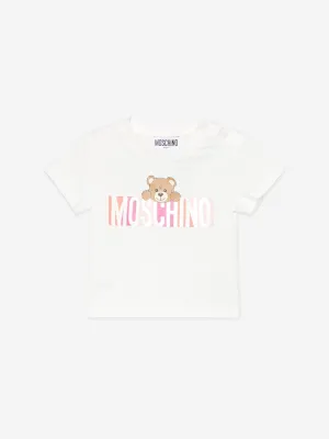 Baby Girls Bear Logo T-Shirt in Ivory