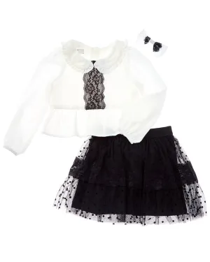Badgley Mischka Crepe Blouse & Skirt Set