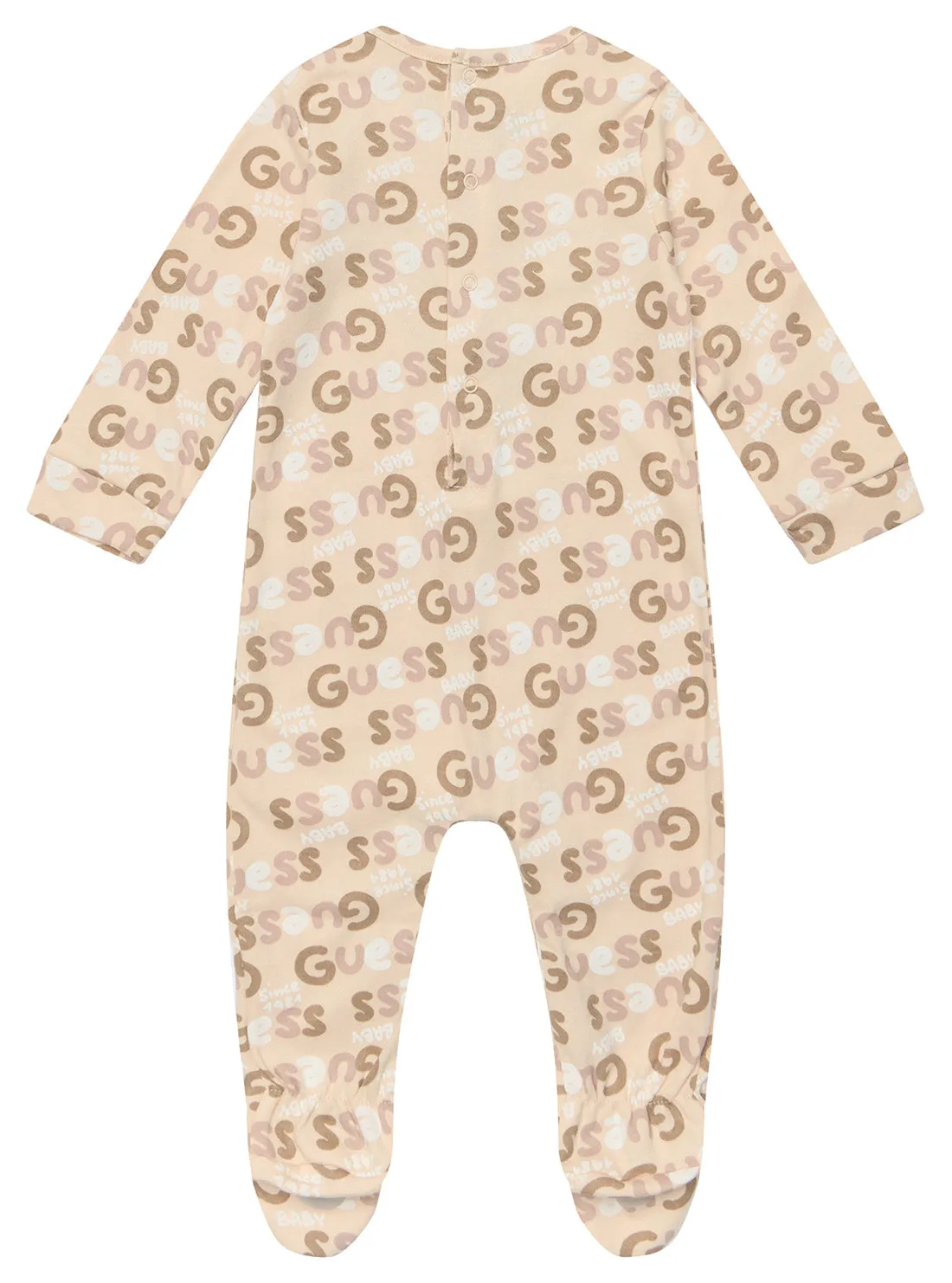 Beige Interlock Overall Onesie (0-12m) Guess