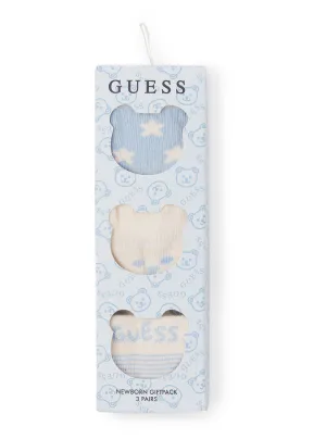 Blue and Cream 3pcs Newborn Socks Set (O/S) Guess