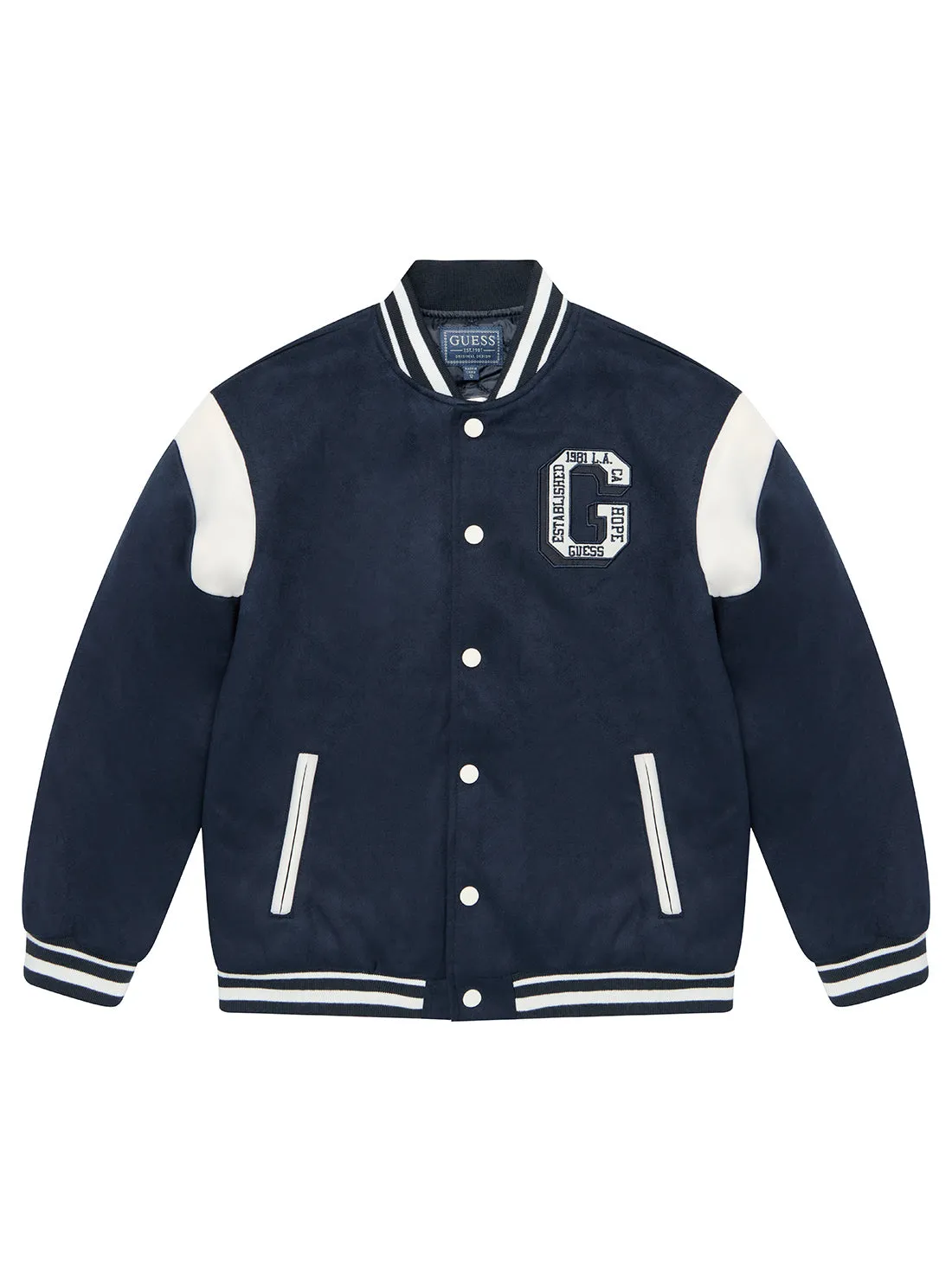 Blue Faux Suede Varsity Jacket (7-16) Guess