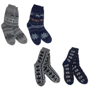 BUY 1 GET 1 FREE Men's Knit Thermal Slipper Socks with Gripping Soles Cabin Moose Pattern