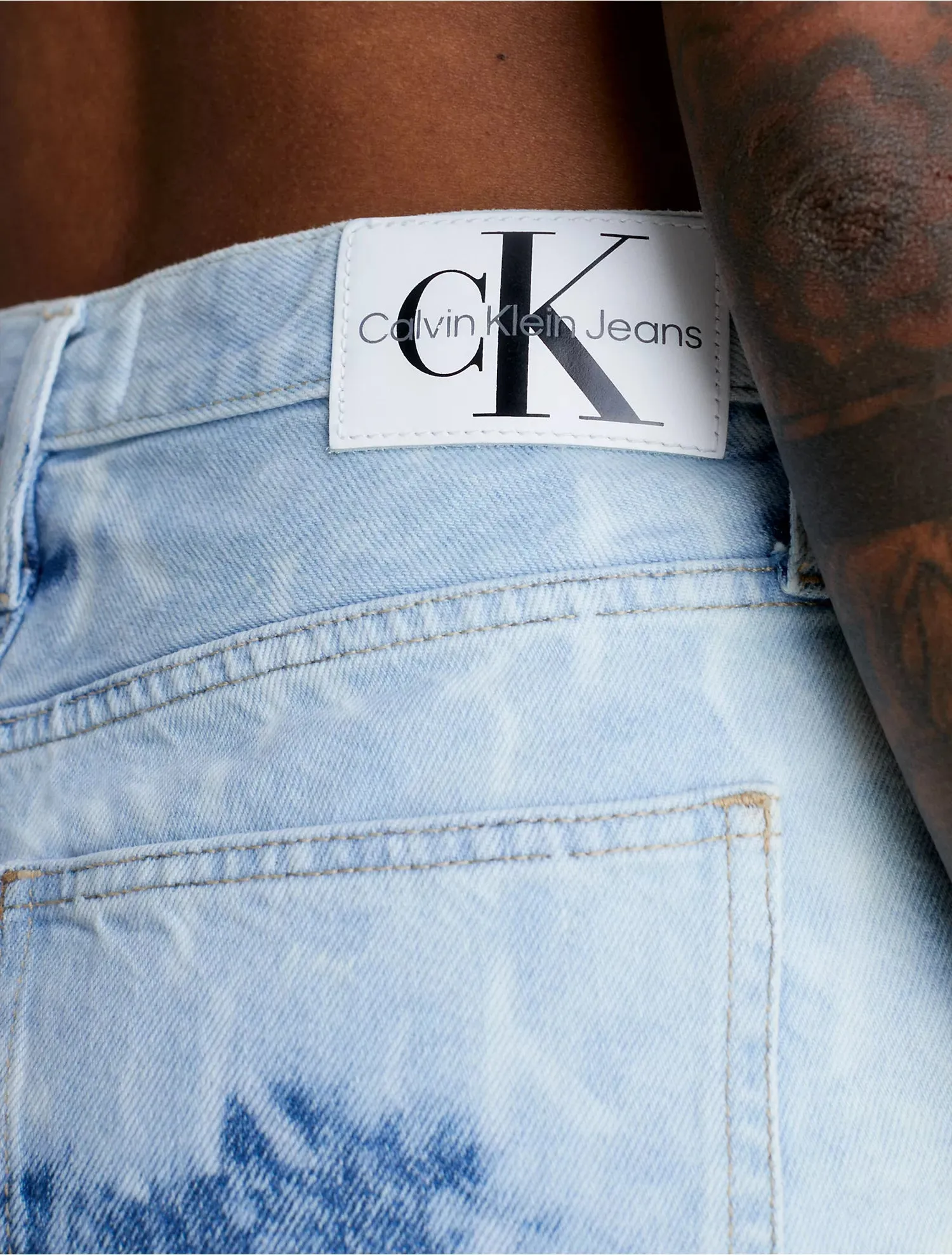 Calvin Klein Bleached Denim Mom Shorts - Women