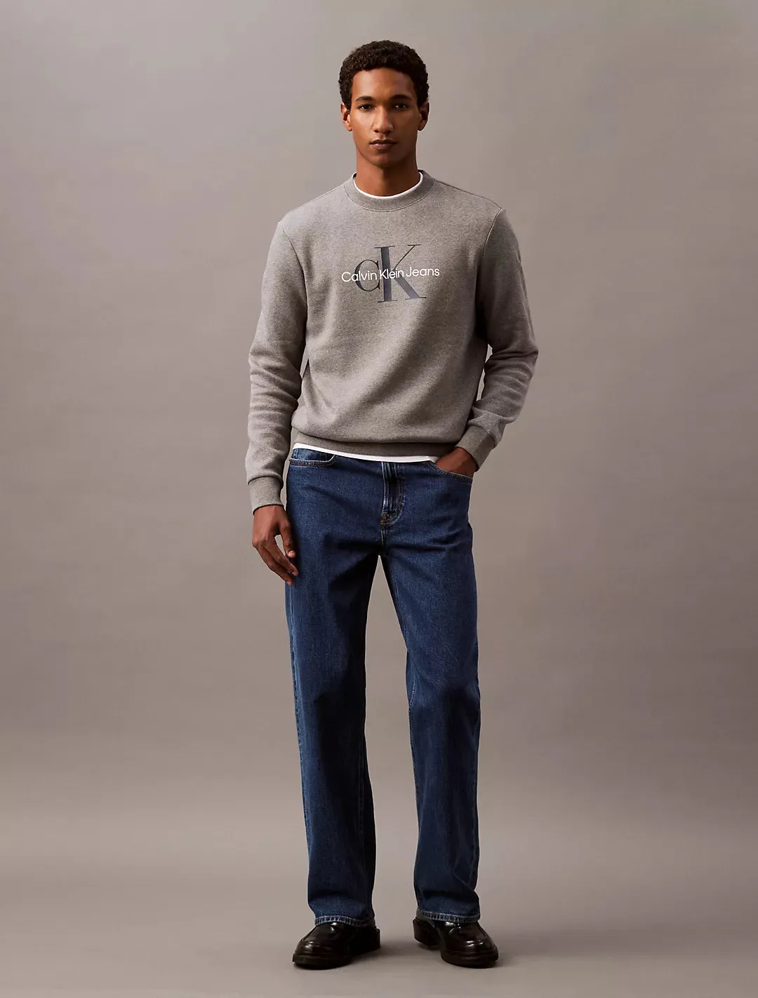 Calvin Klein Monogram Logo Fleece Crewneck Sweatshirt - Men