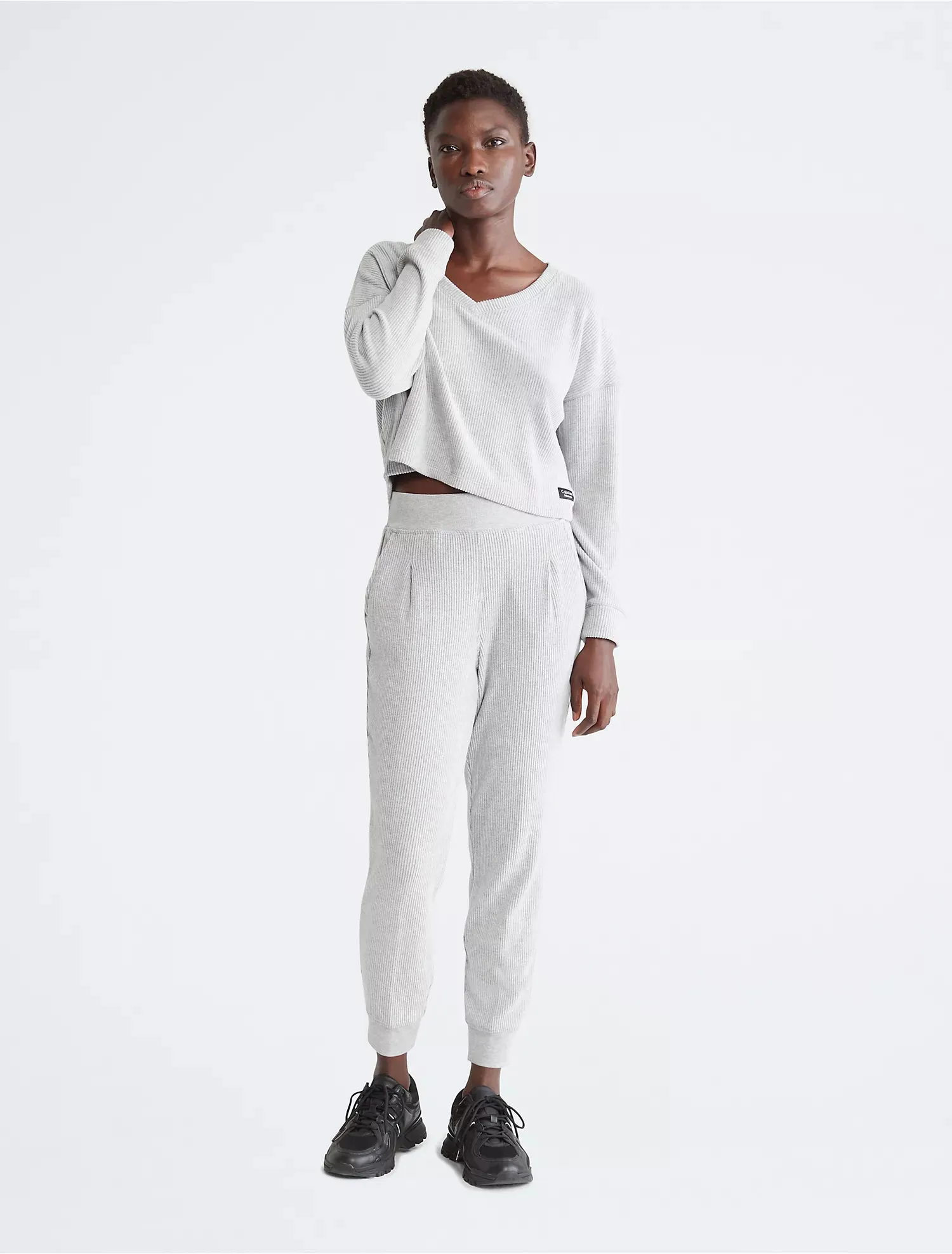 Calvin Klein Performance Ribbed High Waist Pleated Joggers - Women
