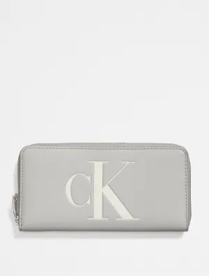 Calvin Klein Sculpted Monogram Large Zip Wallet - Women