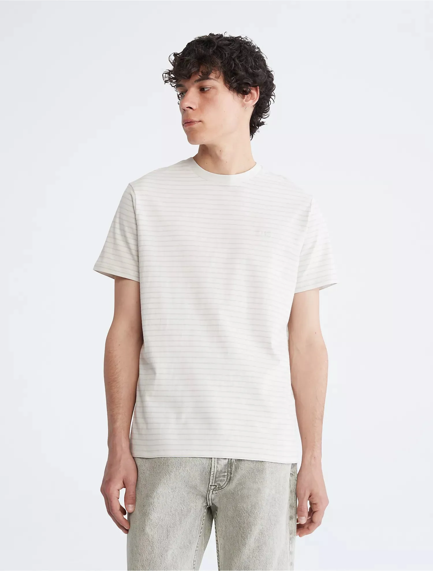 Calvin Klein Smooth Cotton Mini StripeCrewneck T-Shirt - Men