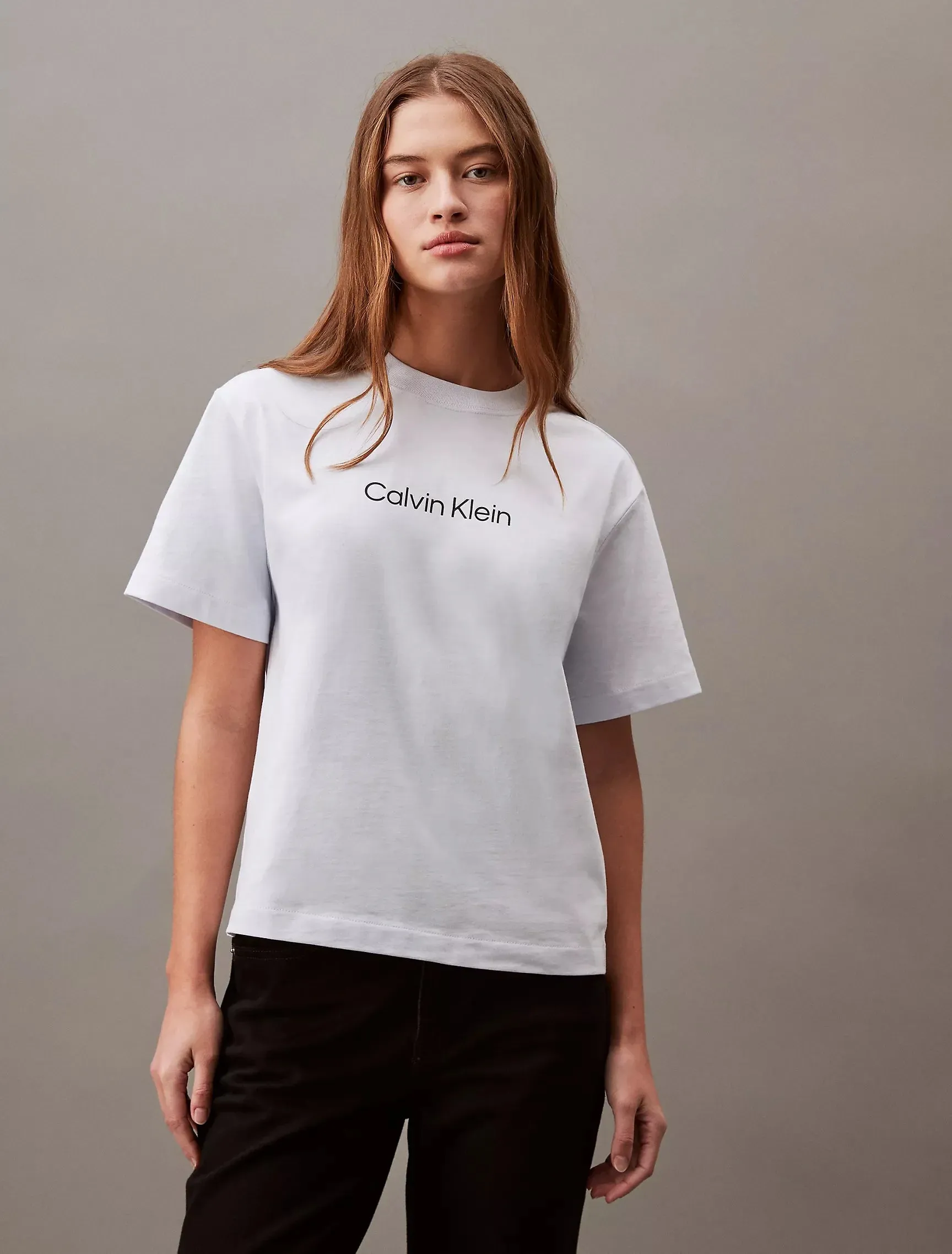 Calvin Klein Standard Logo Boxy Fit Crewneck Tshirt - Women