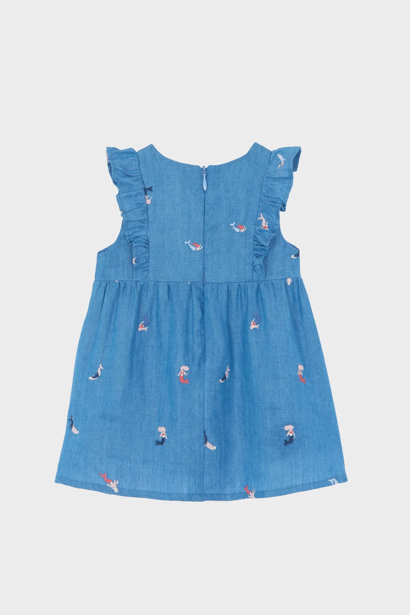 Chambray Mermaid Embroidered Dress