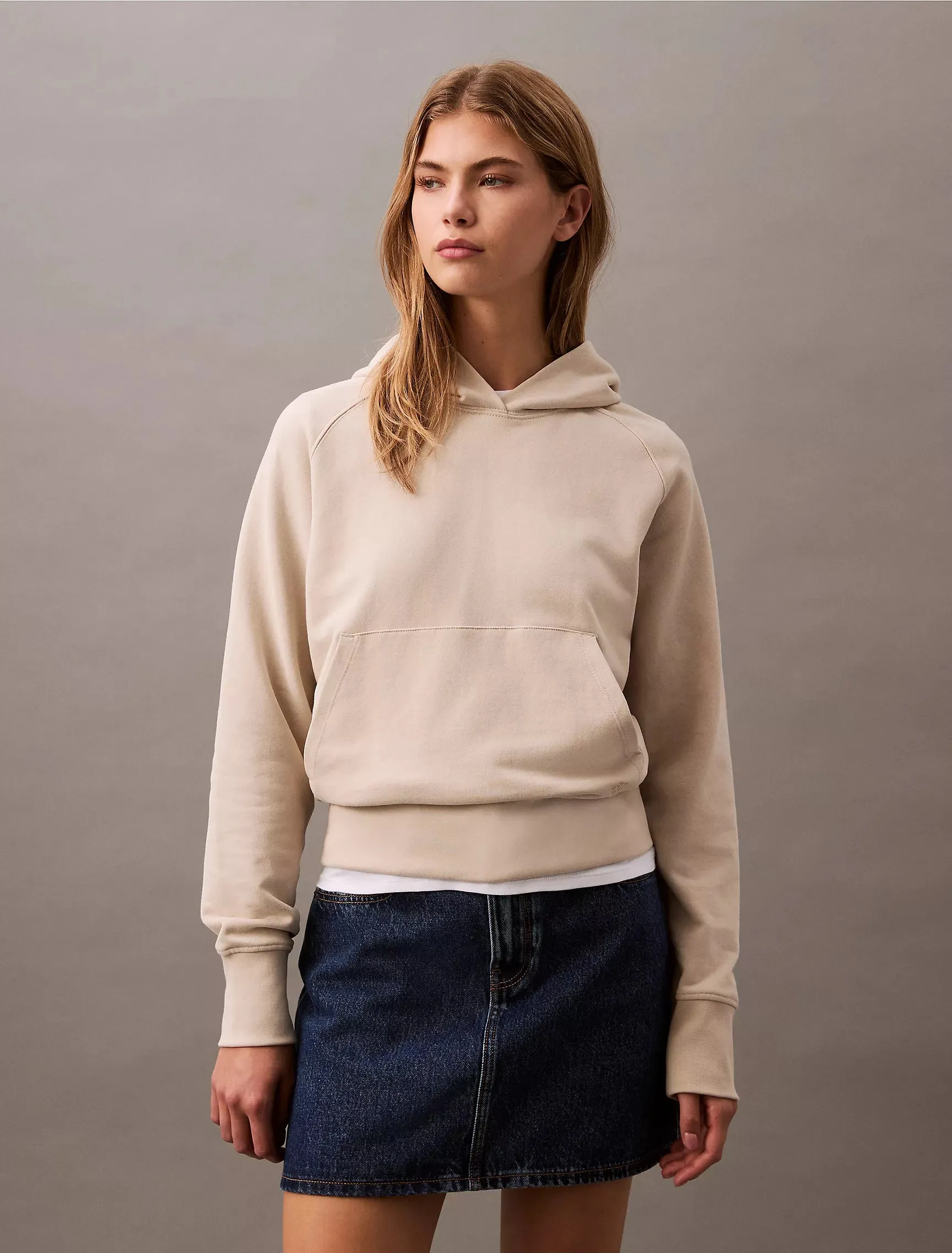 CK Logo Cotton Terry Hoodie - Women