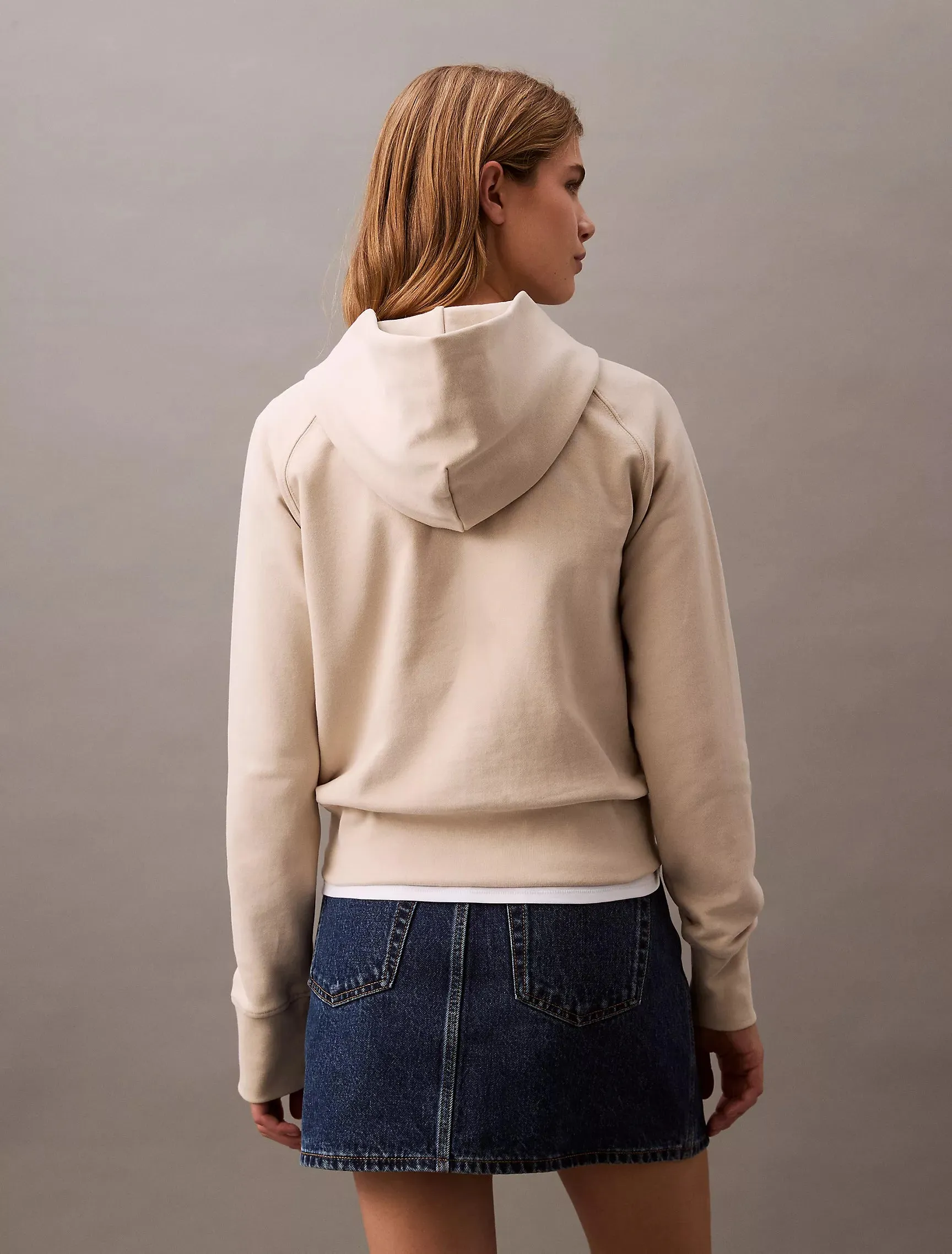 CK Logo Cotton Terry Hoodie - Women