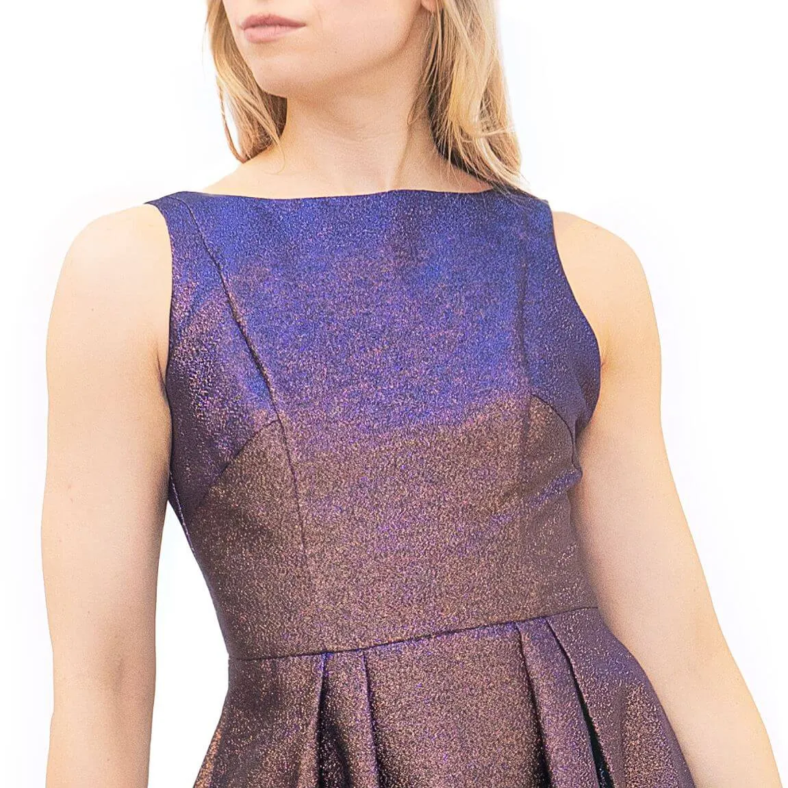 Coast Blue & Copper Glitter Effect Dress