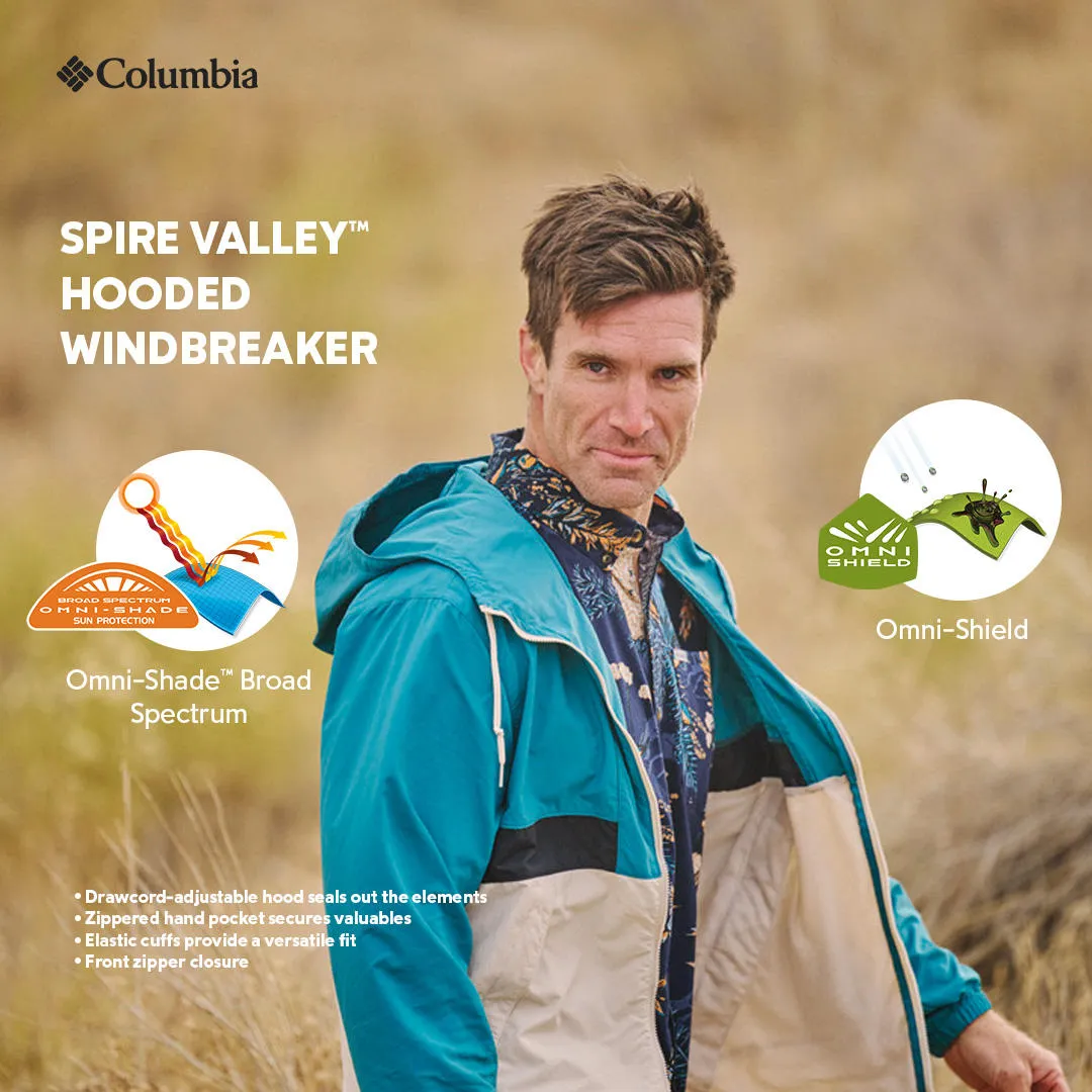 Columbia Men Blue Omni-Shade Spire Valley Hooded Windbreaker Jacket