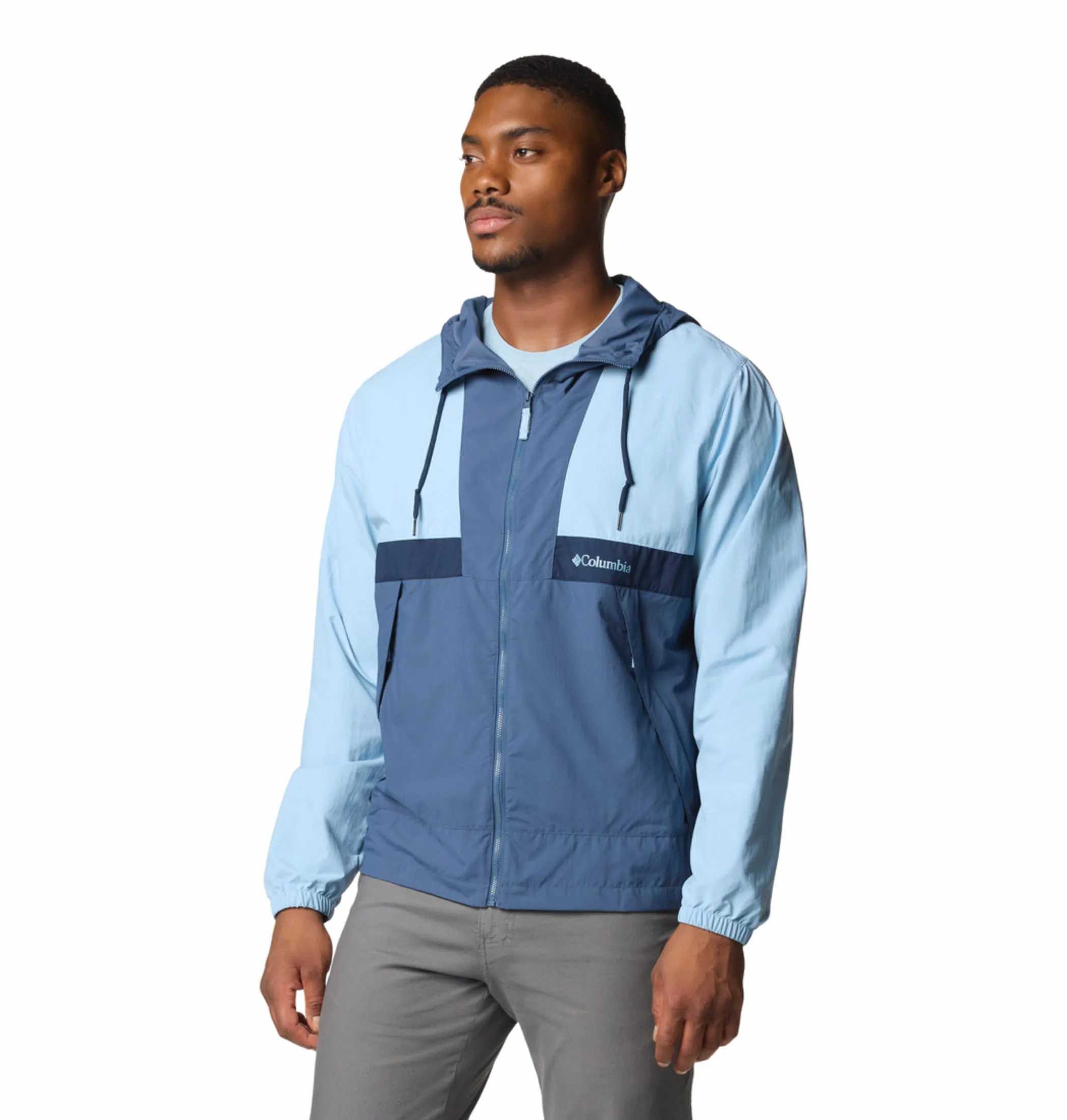 Columbia Men Blue Omni-Shade Spire Valley Hooded Windbreaker Jacket