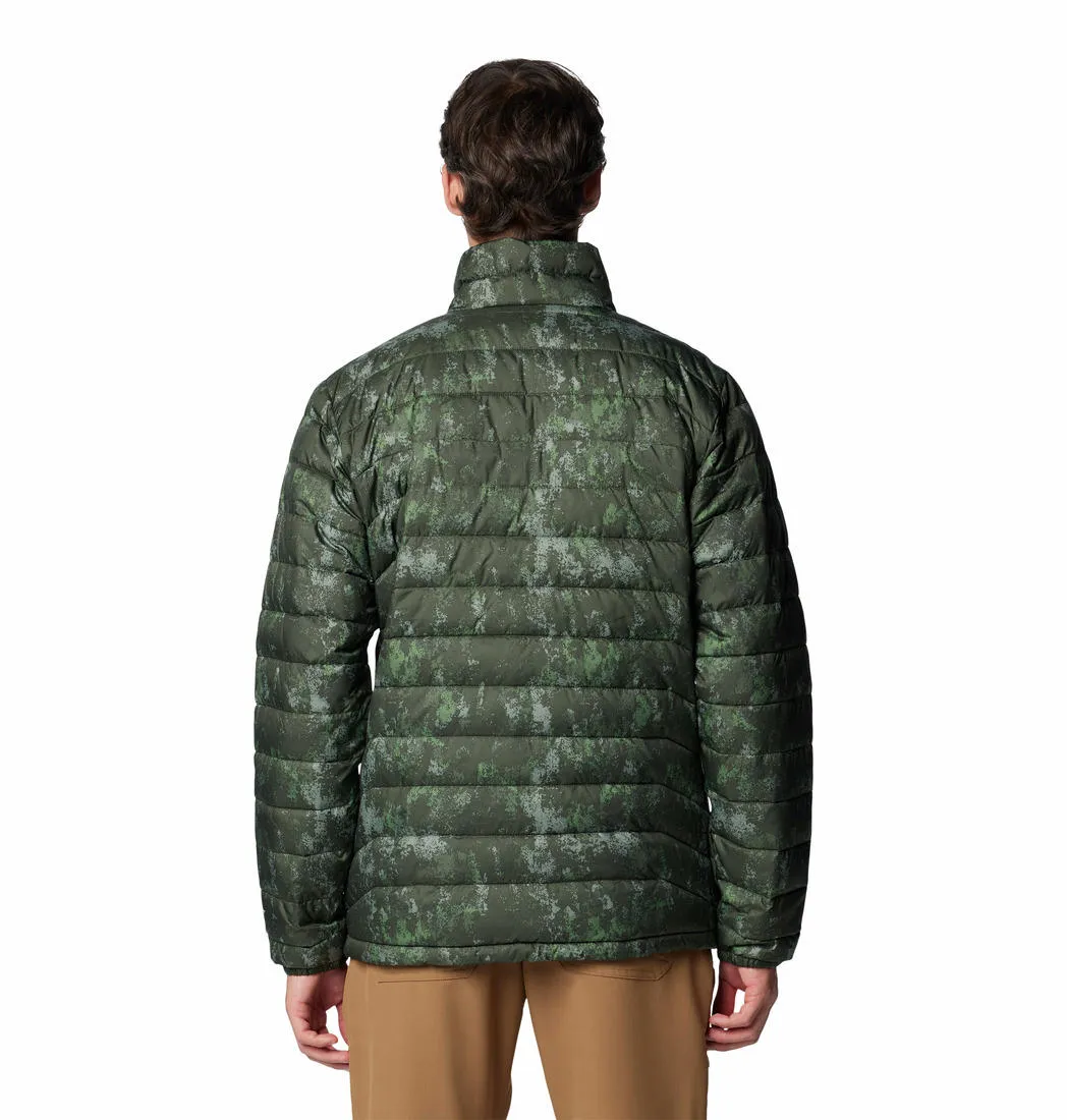 Columbia Men Green Omni-Heat Reflective Powder Lite II Printed Jacket