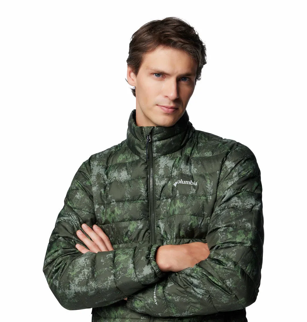 Columbia Men Green Omni-Heat Reflective Powder Lite II Printed Jacket