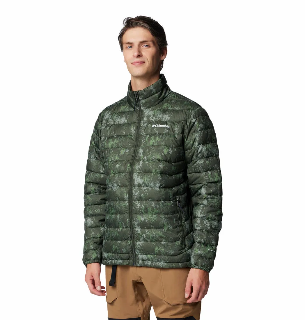Columbia Men Green Omni-Heat Reflective Powder Lite II Printed Jacket