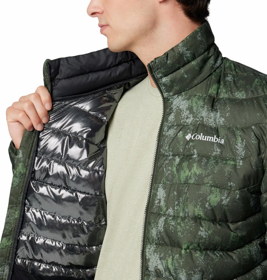 Columbia Men Green Omni-Heat Reflective Powder Lite II Printed Jacket