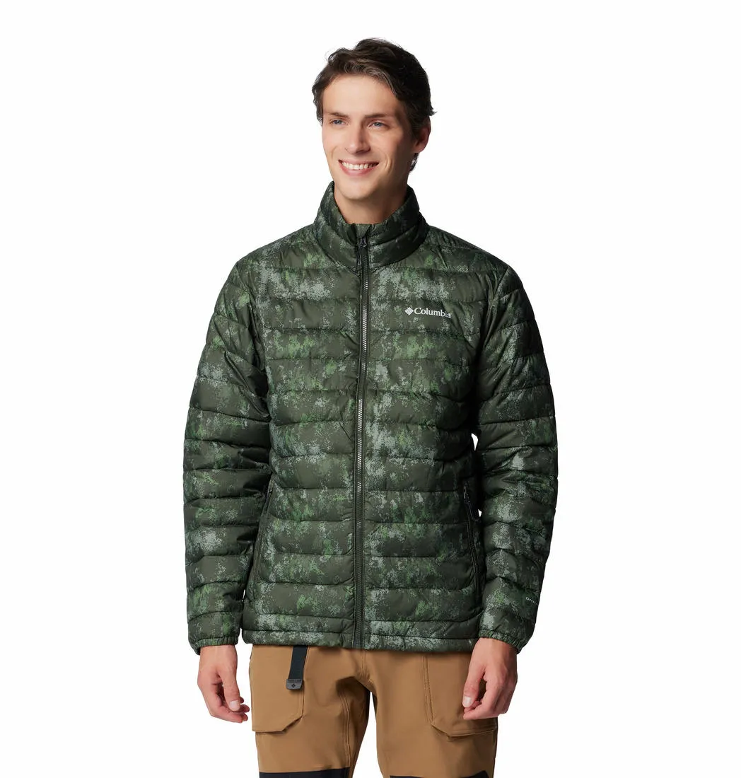 Columbia Men Green Omni-Heat Reflective Powder Lite II Printed Jacket