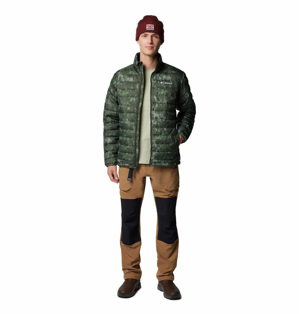 Columbia Men Green Omni-Heat Reflective Powder Lite II Printed Jacket