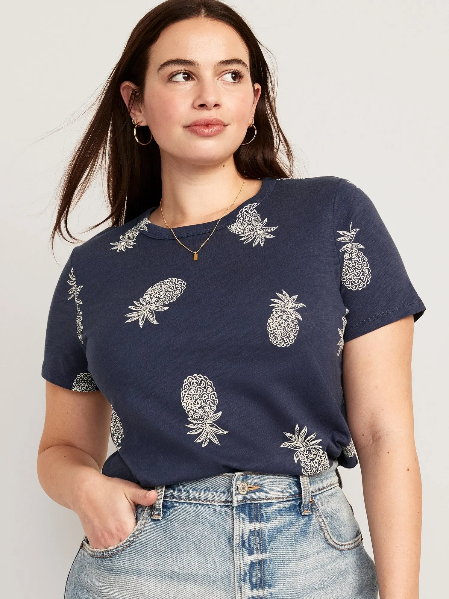 EveryWear Printed Slub-Knit T-Shirt For Women