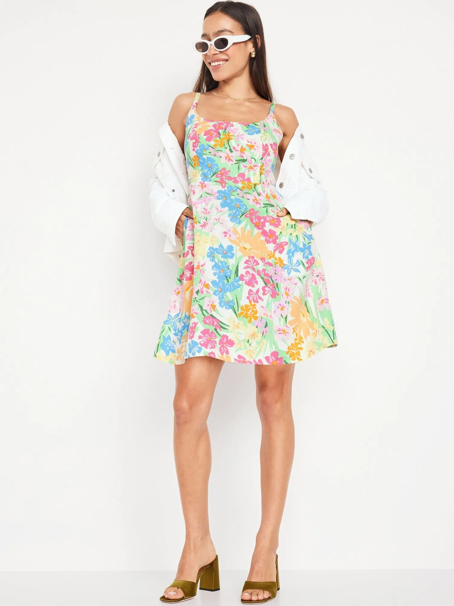 Fit & Flare Linen-Blend Mini Dress for Women