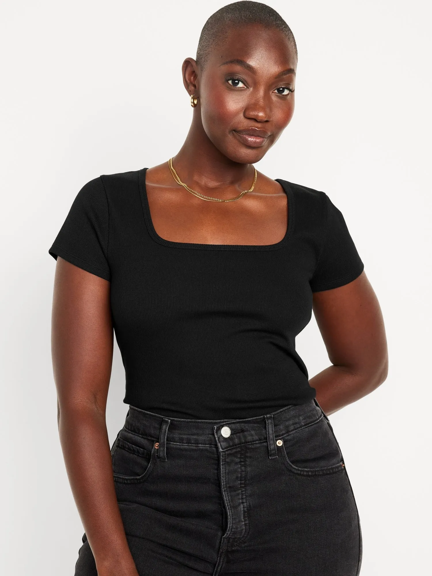 Fitted Rib-Knit T-Shirt for Women