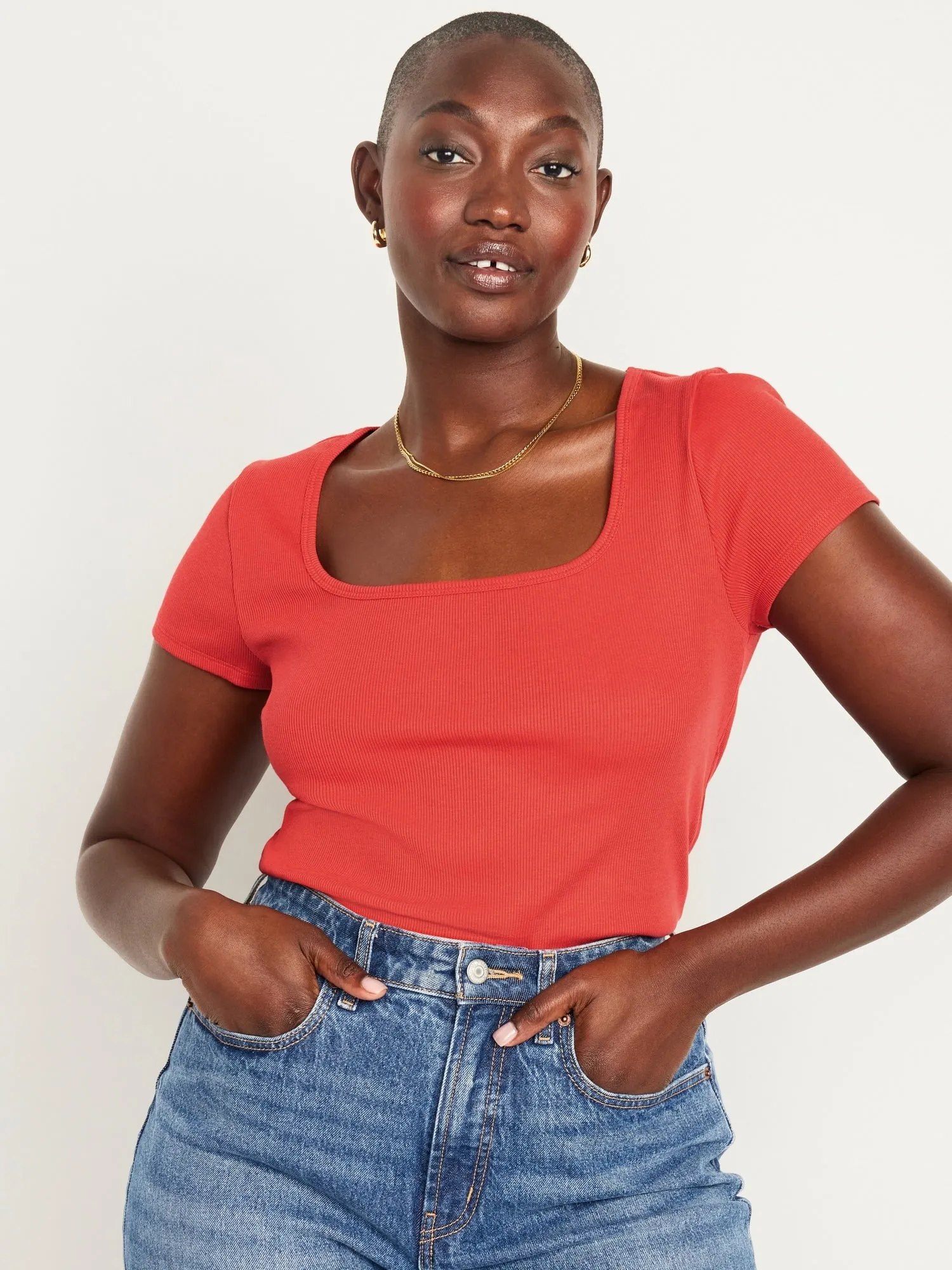 Fitted Rib-Knit T-Shirt for Women