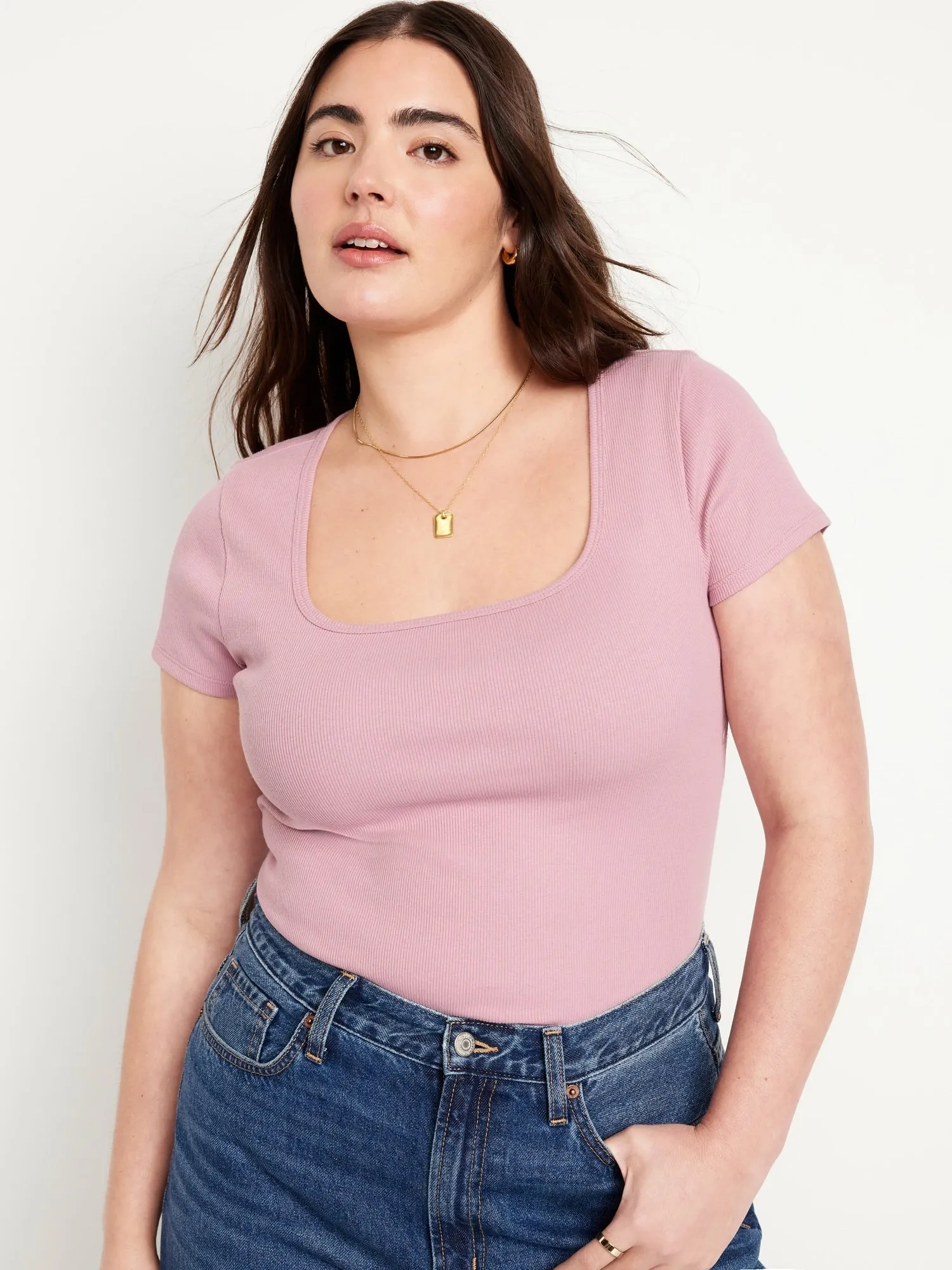 Fitted Rib-Knit T-Shirt for Women