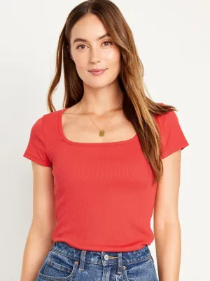 Fitted Rib-Knit T-Shirt for Women