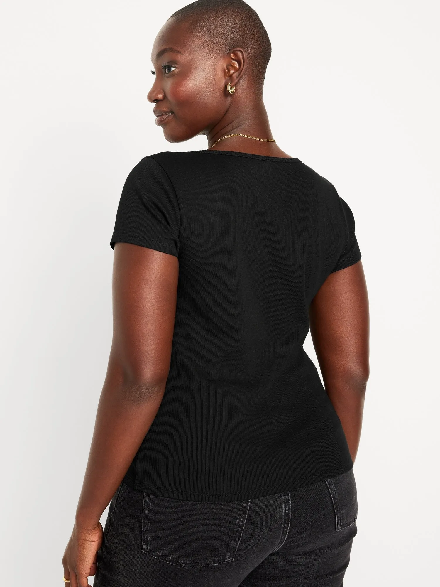 Fitted Rib-Knit T-Shirt for Women