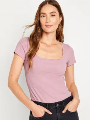 Fitted Rib-Knit T-Shirt for Women