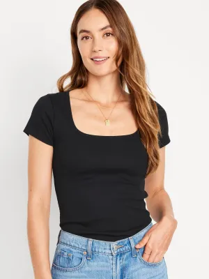 Fitted Rib-Knit T-Shirt for Women