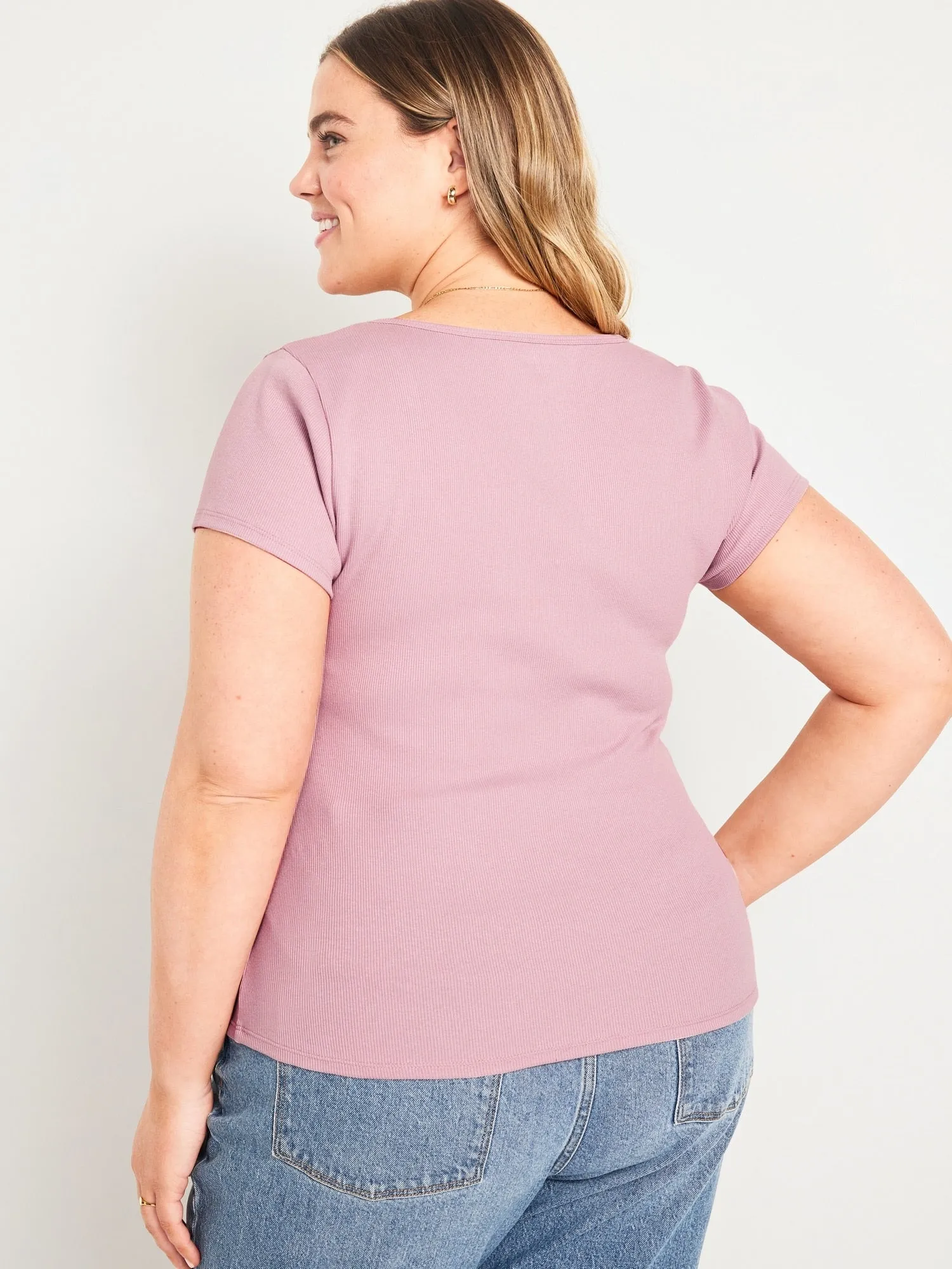 Fitted Rib-Knit T-Shirt for Women