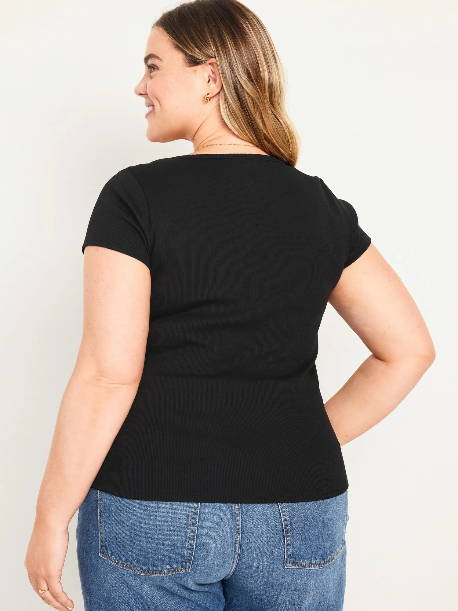 Fitted Rib-Knit T-Shirt for Women