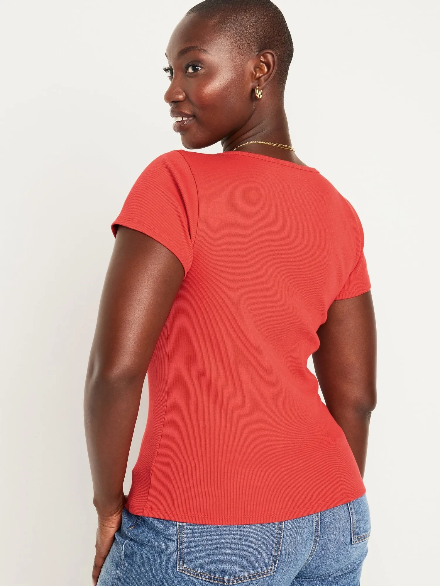 Fitted Rib-Knit T-Shirt for Women