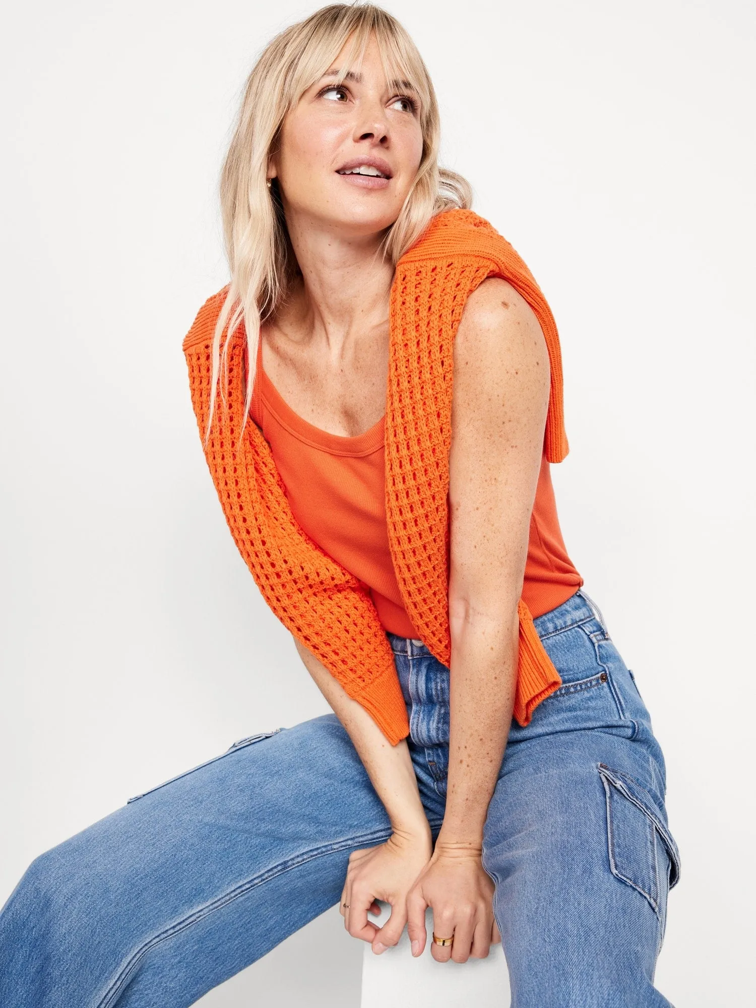 Fitted Rib-Knit Tank Top for Women