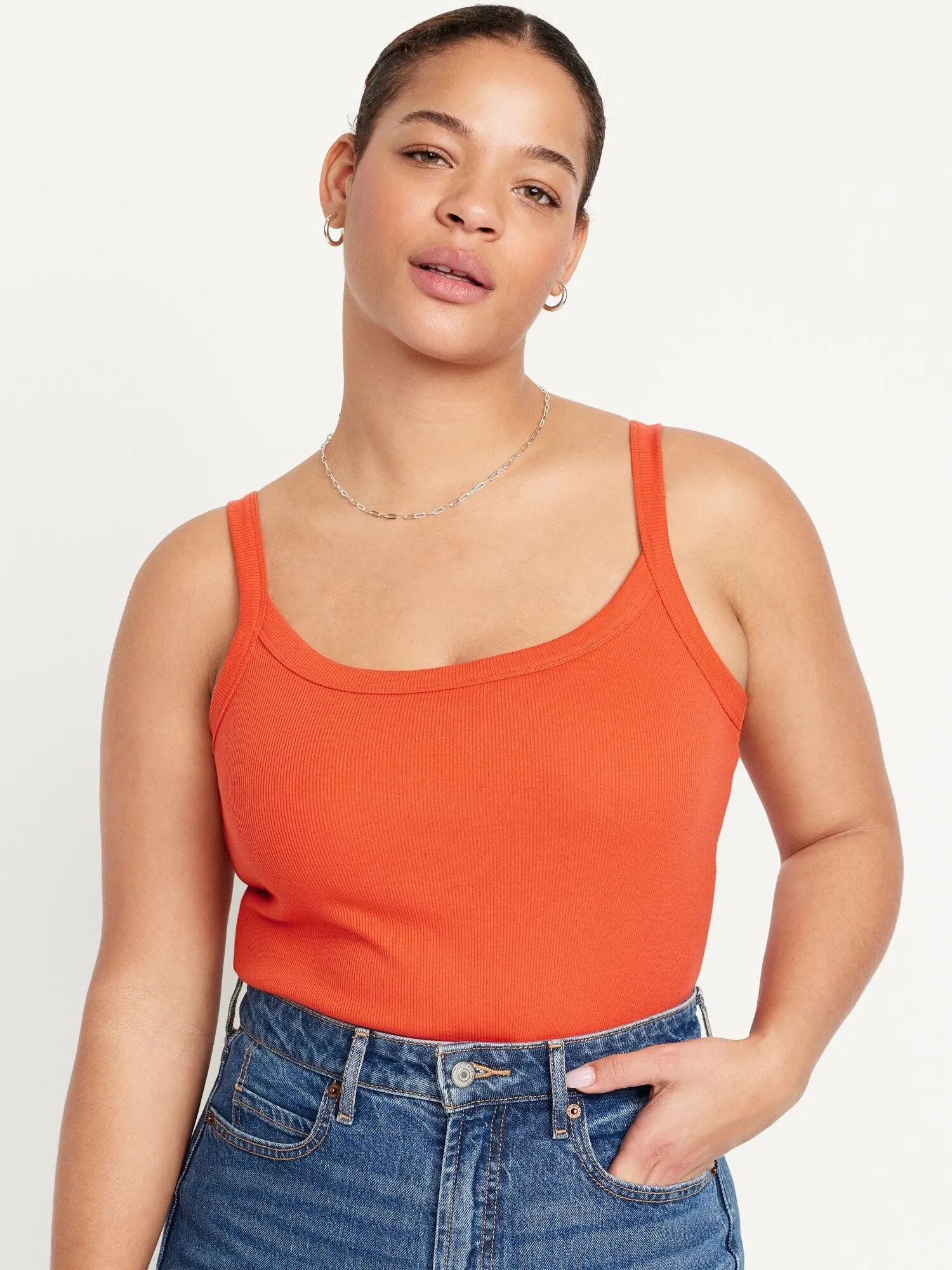Fitted Rib-Knit Tank Top for Women