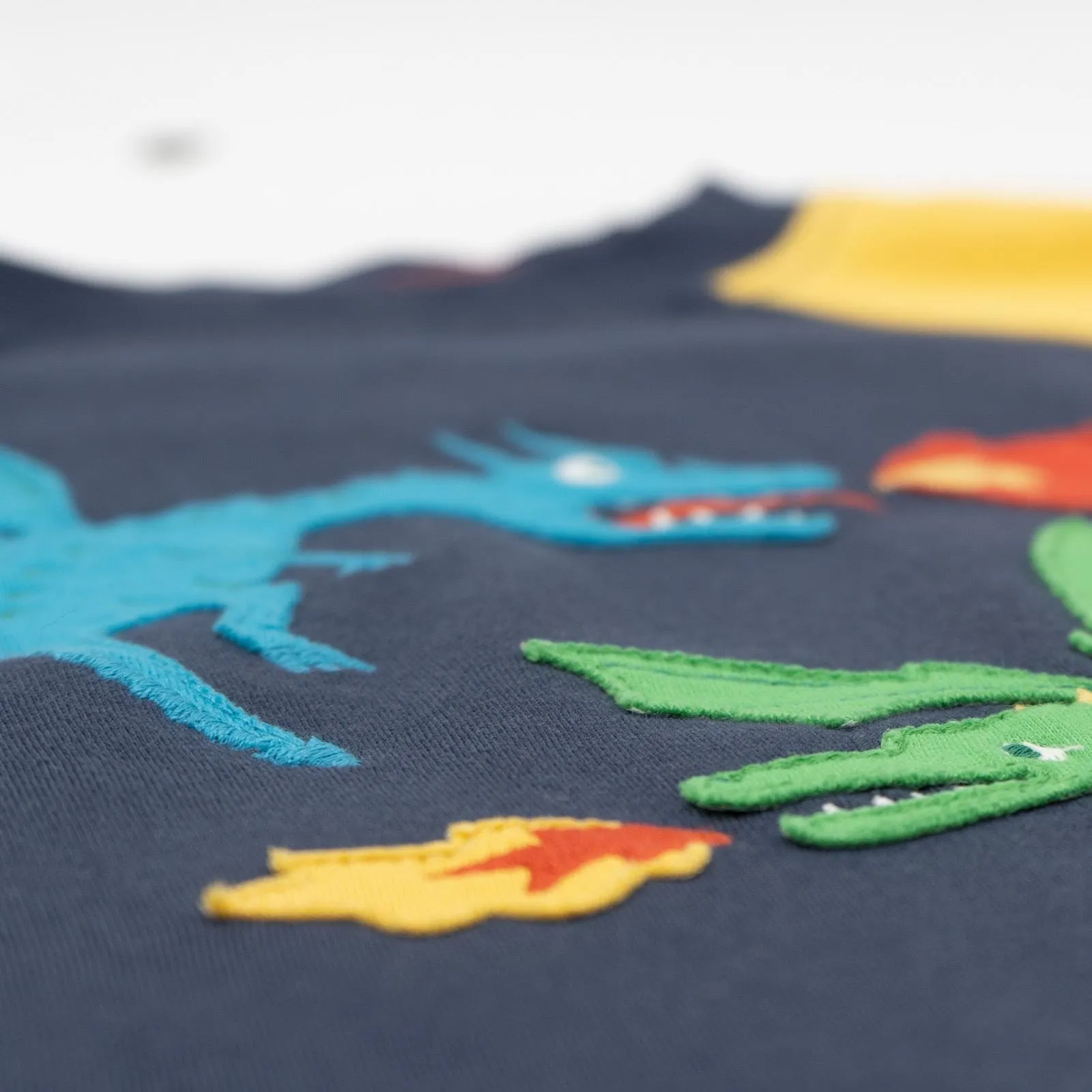 Frugi Boys T-Shirt Raglan Long Sleeve Navy Blue Dragons Casual Kids Cotton Tops