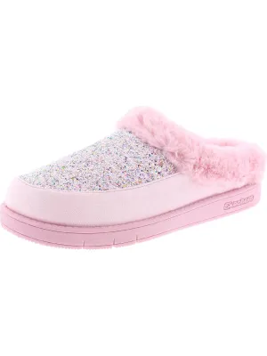 Girls Faux Fur Glitter Slide Slippers