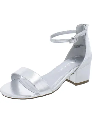 Girls Faux Leather Strappy Block Heel