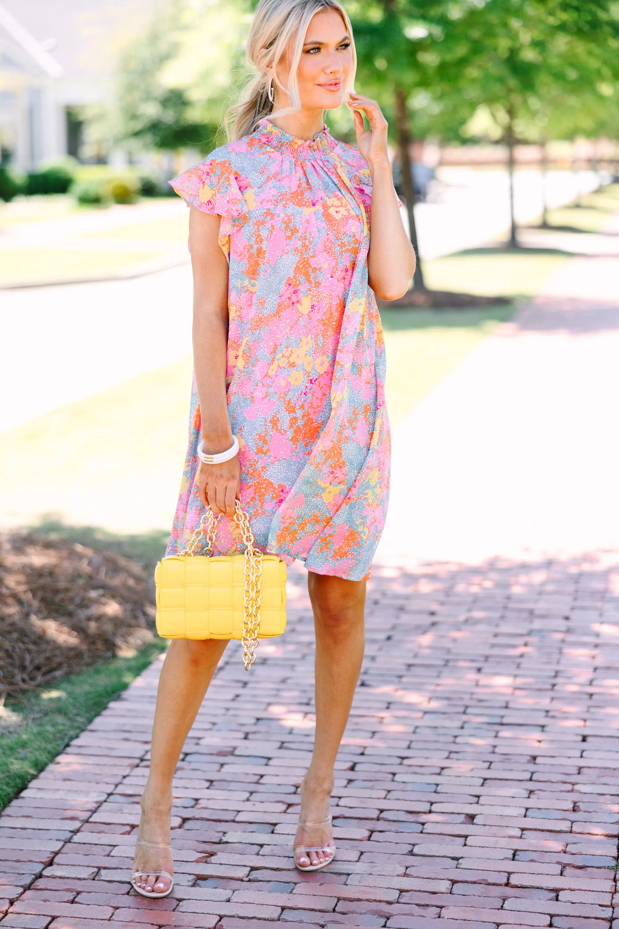 Give You A Chance Pink Abstract Dress