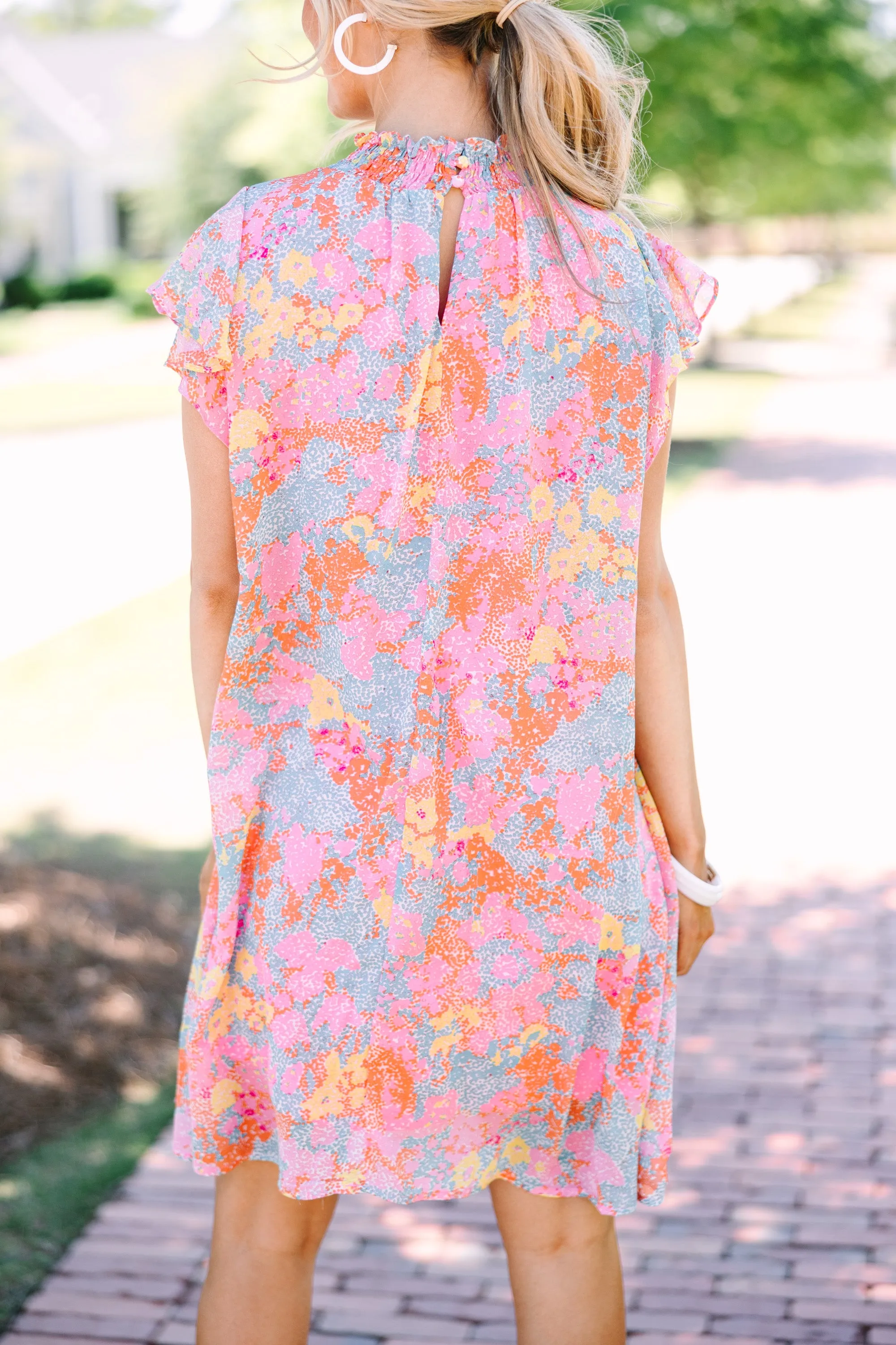 Give You A Chance Pink Abstract Dress
