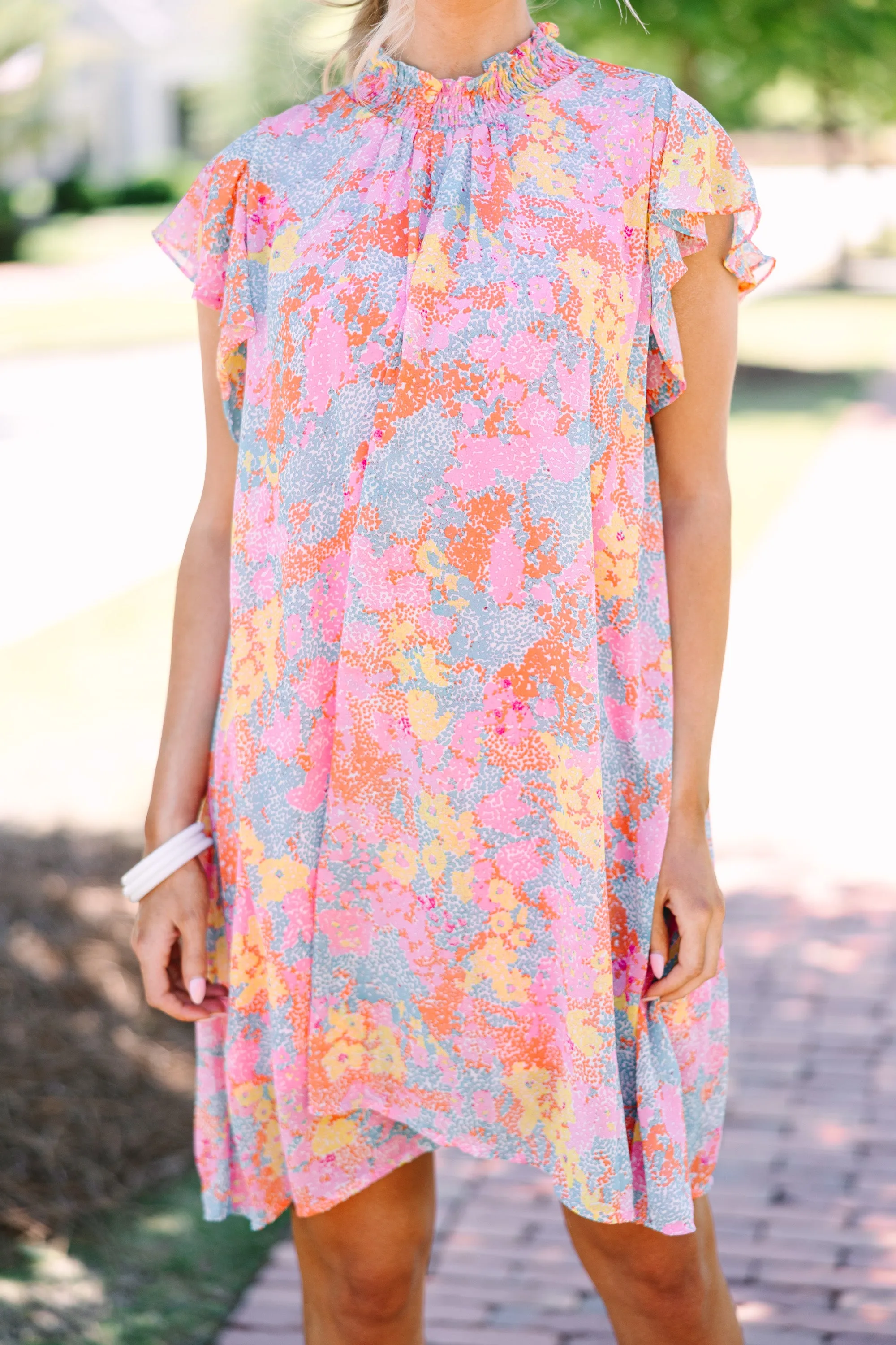 Give You A Chance Pink Abstract Dress