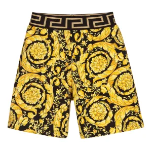 Gold Barocco Print Shorts