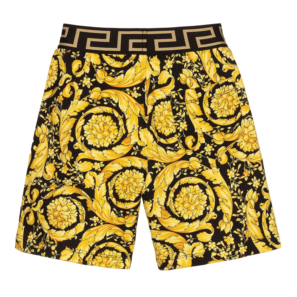 Gold Barocco Print Shorts